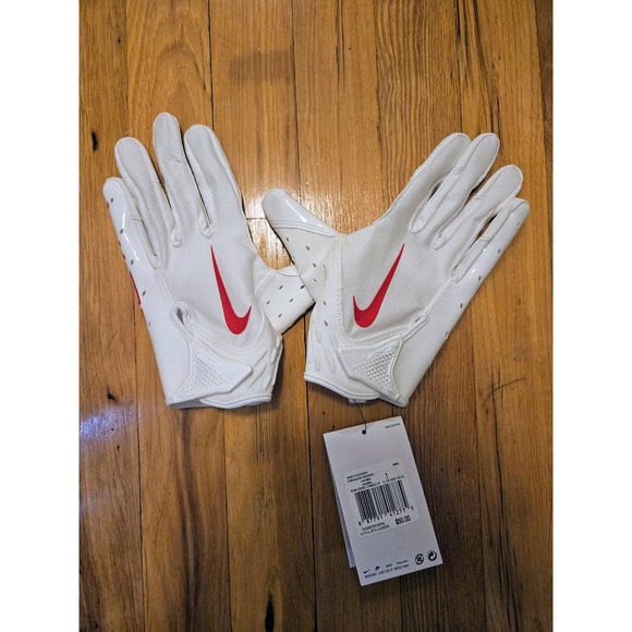 NWT Nike Vapor Jet 7.0 Football Gloves in White / University Red, Adult Small - Picture 3 of 6